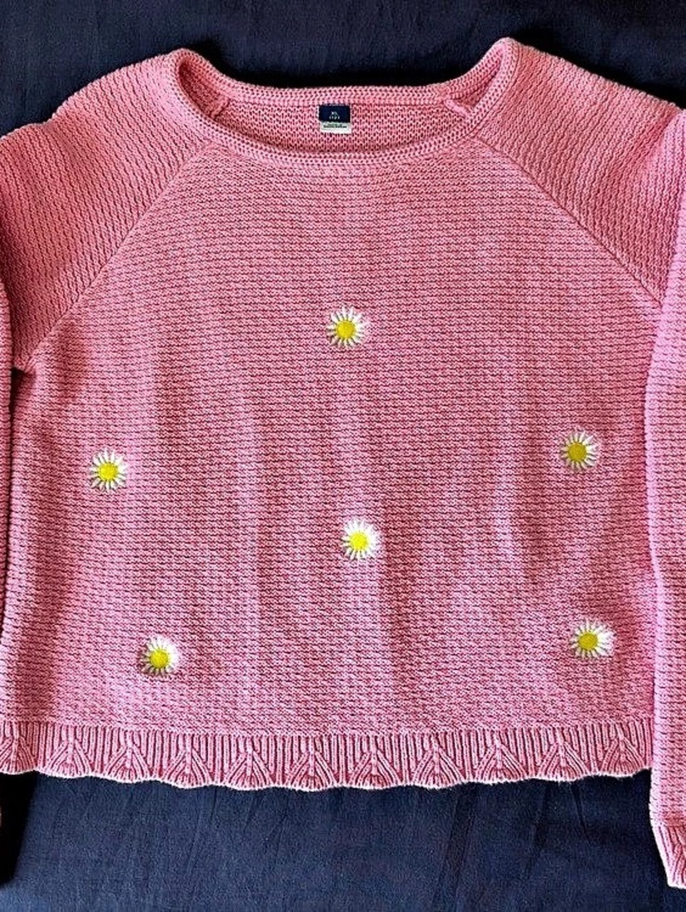 Old Navy Daisy Embroidered Crewneck Cotton Sweater XL